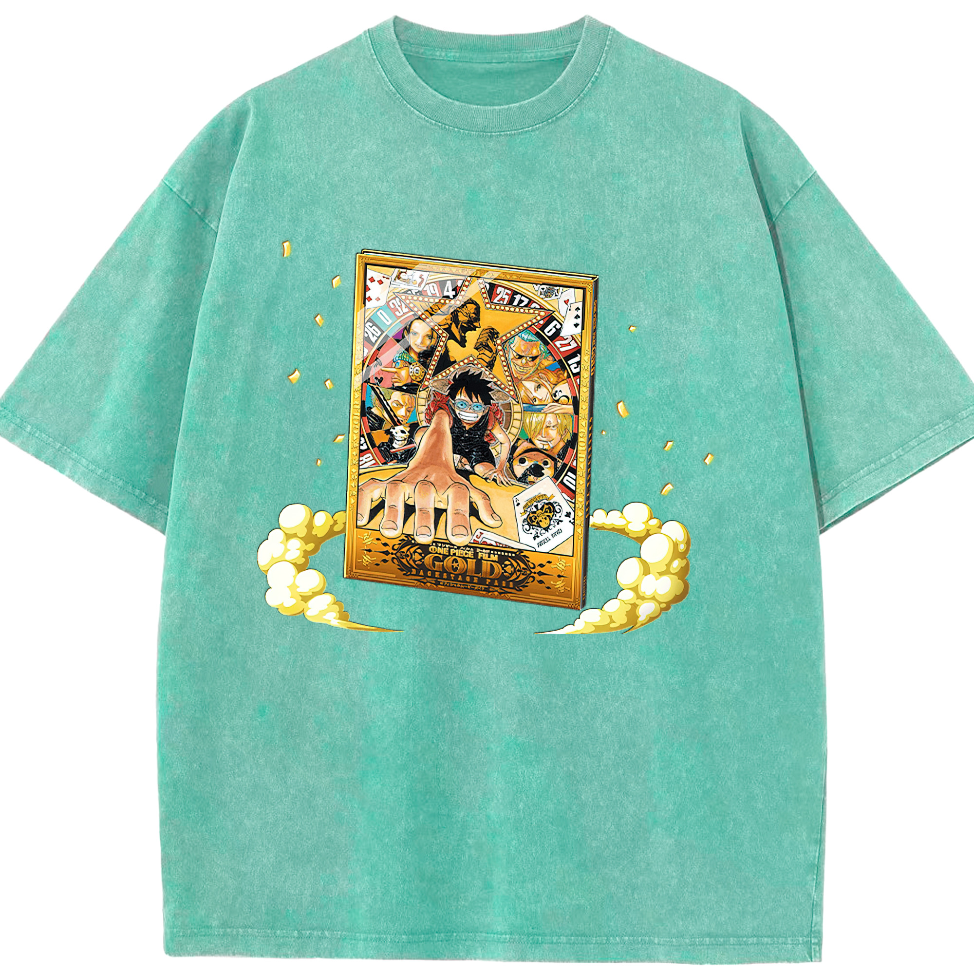 ワンピース モンキー・D・ルフィ ONE PIECE Monkey D. Luffy 綿100% ヴィンテージ風 半袖Tシャツ（フロントプリント）